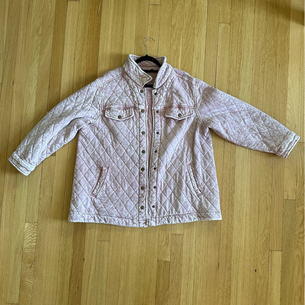 jane and delancey quilted jacket - acid wash blush pink size 1x